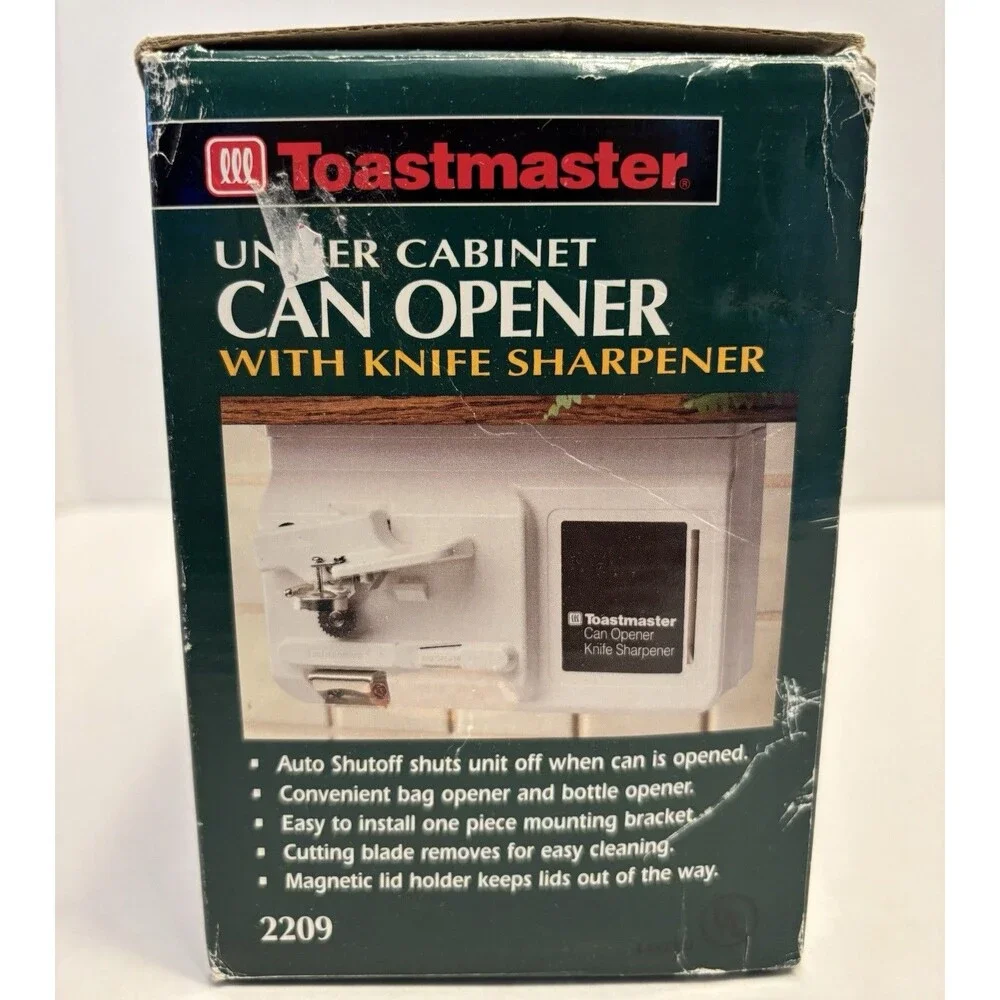 New Toastmaster Under Cabinet Electric Can Opener w/Knife Sharpener Model 2209